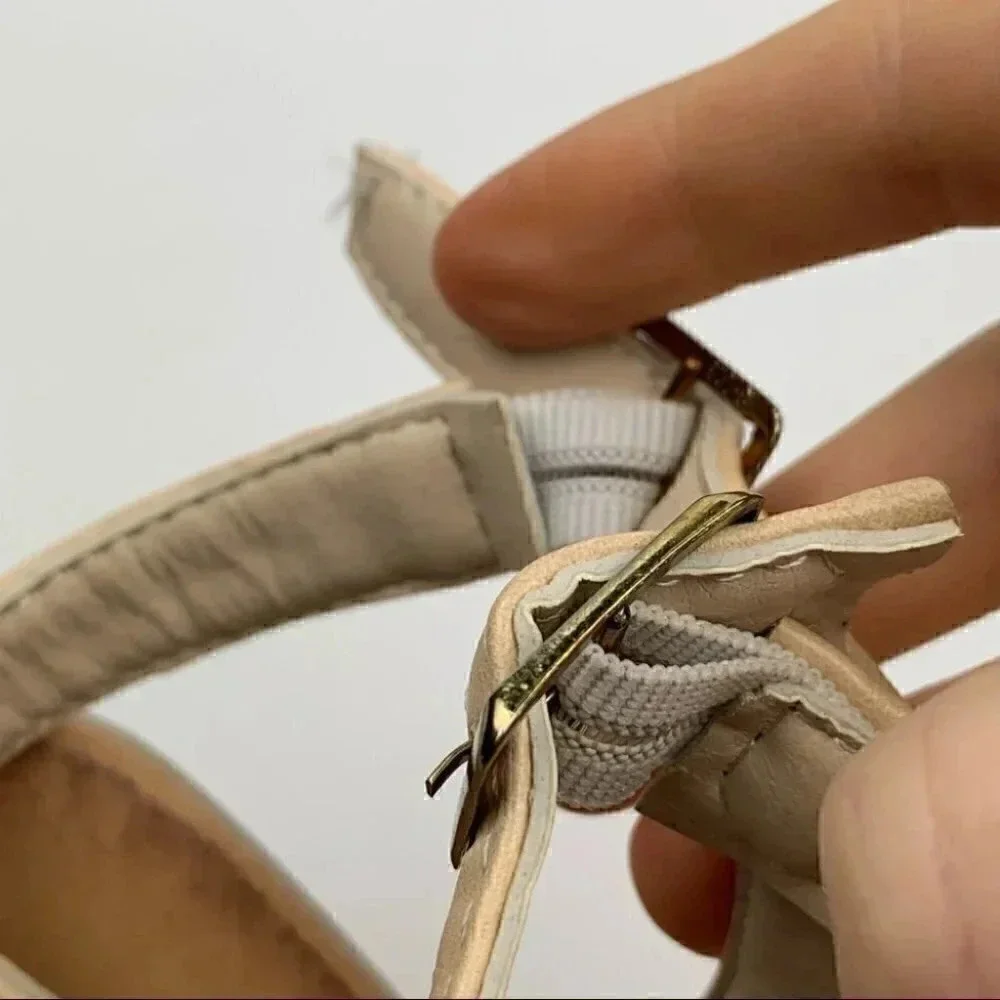 Rosegal womens sandals size 8 beige faux leather fish one t-strap thong
